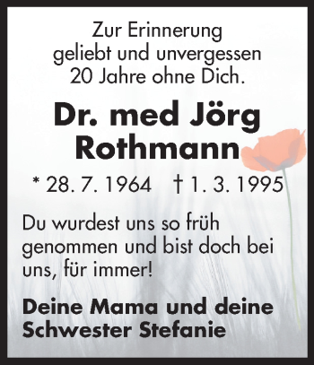 Traueranzeige von Jörg Rothmann von Echo-Zeitungen (Gesamtausgabe)