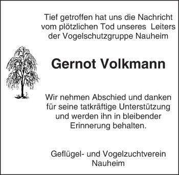 Traueranzeige von Gernot Volkmann von trauer.echo-online.de