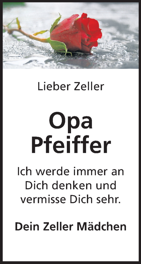  Traueranzeige für Ludwig Pfeiffer vom 23.03.2015 aus Odenwälder Echo