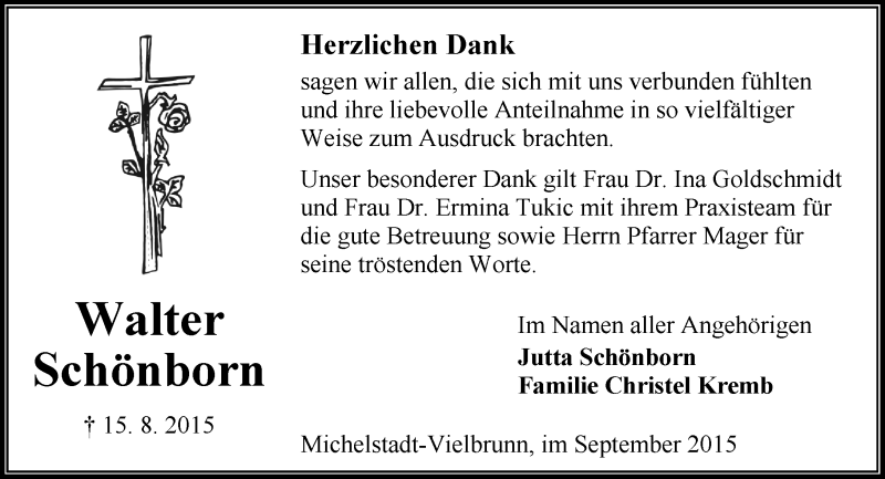  Traueranzeige für Walter Schönborn vom 16.09.2015 aus trauer.echo-online.de
