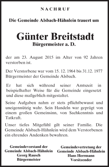 Traueranzeige von Günter Breitstadt von trauer.echo-online.de