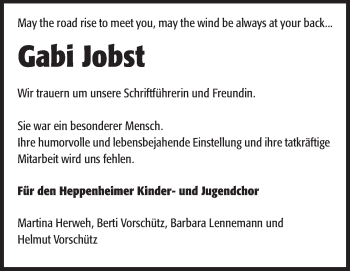 Traueranzeige von Gabi Jobst von Starkenburger Echo