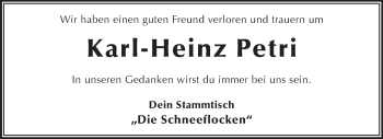 Traueranzeige von Karl-Heinz Petri von Echo-Zeitungen (Gesamtausgabe)