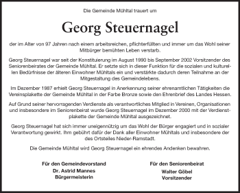 Traueranzeige von Georg Steuernagel von Echo-Zeitungen (Gesamtausgabe)