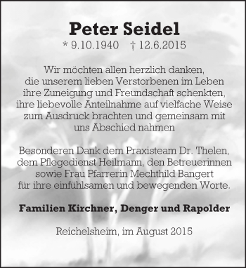 Traueranzeige von Peter Seidel von trauer.echo-online.de