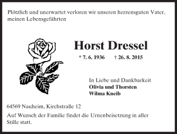 Traueranzeige von Horst Dressel von trauer.echo-online.de