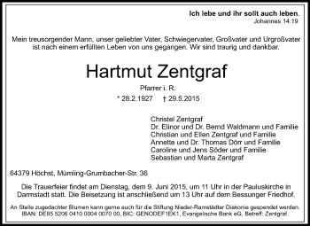 Traueranzeige von Hartmut Zentgraf von Echo-Zeitungen (Gesamtausgabe)