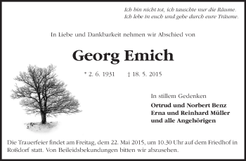 Traueranzeige von Georg Emich von Echo-Zeitungen (Gesamtausgabe)