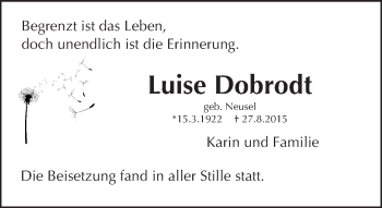 Traueranzeige von Luise Dobrodt von trauer.echo-online.de