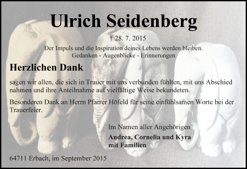  Traueranzeige für Ulrich Seidenberg vom 05.09.2015 aus Darmstädter Echo