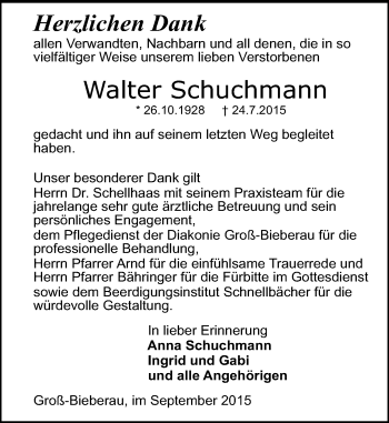 Traueranzeige von Walter Schuchmann von trauer.echo-online.de