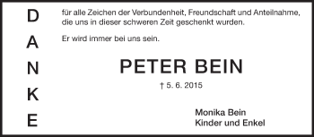Traueranzeige von Peter Bein von Echo-Zeitungen (Gesamtausgabe)