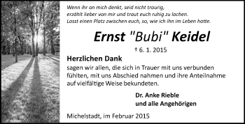 Traueranzeige von Ernst Keidel von Odenwälder Echo