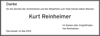 Traueranzeige von Kurt Reinheimer von Echo-Zeitungen (Gesamtausgabe)