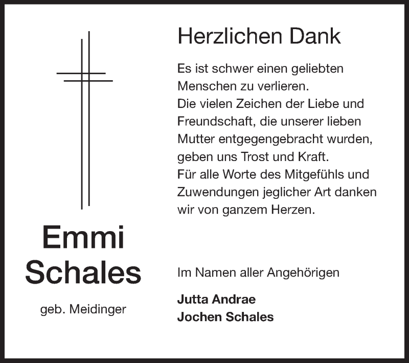  Traueranzeige für Emmi Schales vom 30.05.2015 aus Echo-Zeitungen (Gesamtausgabe)
