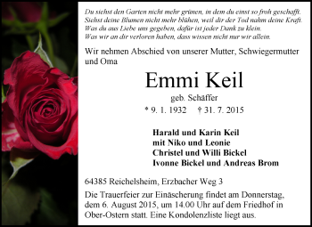 Traueranzeige von Emmi Keil von trauer.echo-online.de