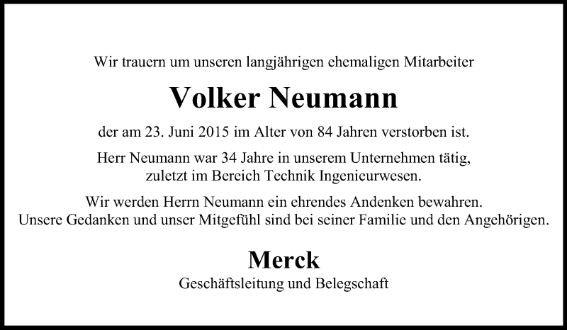  Traueranzeige für Volker Neumann vom 08.07.2015 aus Echo-Zeitungen (Gesamtausgabe)