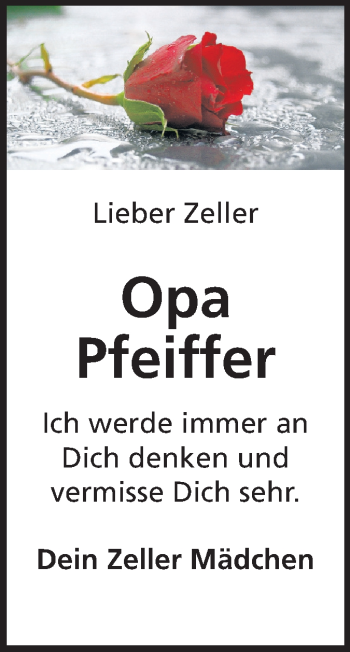 Traueranzeige von Ludwig Pfeiffer von Odenwälder Echo