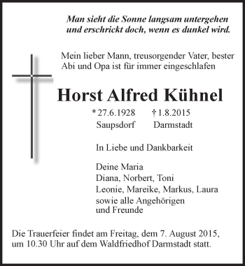 Traueranzeige von Horst Alfred Kühnel von trauer.echo-online.de