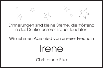 Traueranzeige von Irene Baumann von Odenwälder Echo