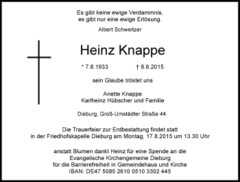 Traueranzeige von Heinz Knappe von trauer.echo-online.de