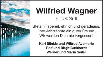 Traueranzeige von Wilfried Wagner von Echo-Zeitungen (Gesamtausgabe)