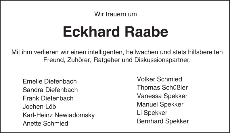  Traueranzeige für Eckhard Raabe vom 16.09.2015 aus trauer.echo-online.de