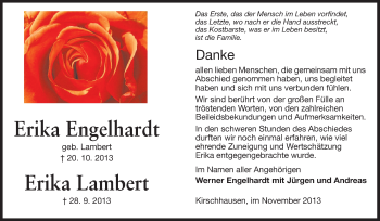 Traueranzeige von Erika Lambert von Darmstädter Echo