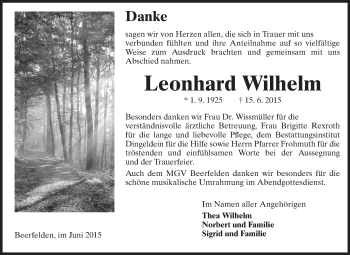 Traueranzeige von Leonhard Wilhelm von Odenwälder Echo