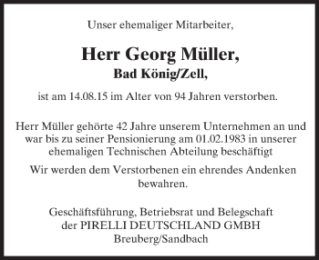 Traueranzeige von Georg Müller von trauer.echo-online.de