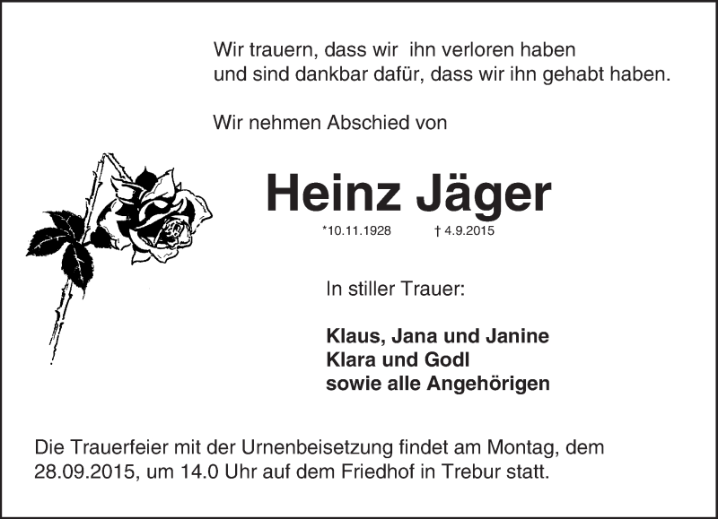  Traueranzeige für Heinz Jäger vom 23.09.2015 aus trauer.echo-online.de