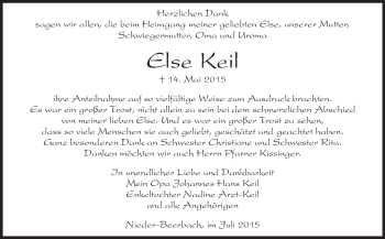 Traueranzeige von Else Keil von Echo-Zeitungen (Gesamtausgabe)