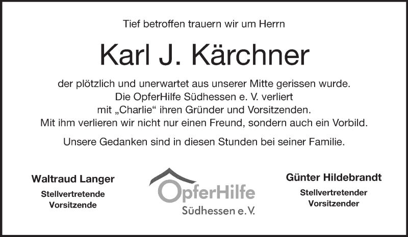  Traueranzeige für Karl J. Kärchner vom 07.03.2015 aus Echo-Zeitungen (Gesamtausgabe)