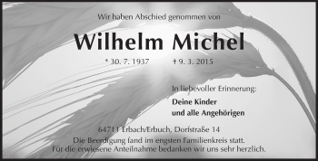 Traueranzeige von Wilhelm Michel von Odenwälder Echo