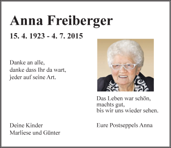 Traueranzeige von Anna Freiberger von trauer.echo-online.de