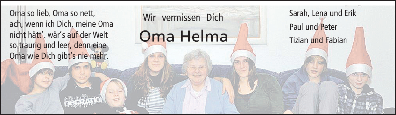  Traueranzeige für Helma Marie Schmidt vom 21.02.2015 aus Darmstädter Echo, Odenwälder Echo, Rüsselsheimer Echo, Groß-Gerauer-Echo, Ried Echo
