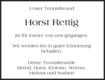Traueranzeige von Horst Rettig von trauer.echo-online.de