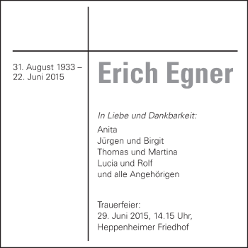 Traueranzeige von Erich Egner von Starkenburger Echo