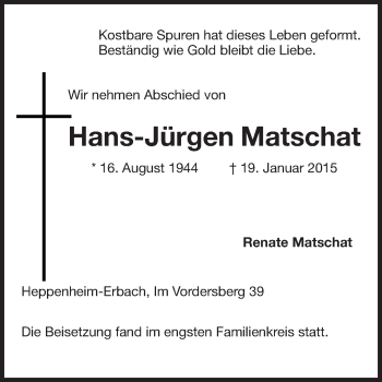 Traueranzeige von Hans-Jürgen Matschat von Starkenburger Echo