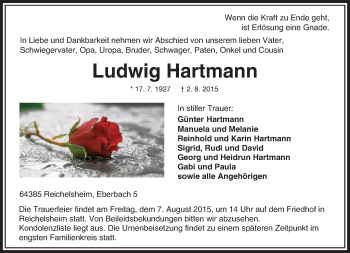 Traueranzeige von Ludwig Hartmann von trauer.echo-online.de