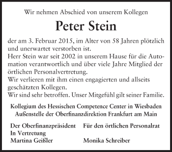 Traueranzeige von Peter Stein von Rüsselsheimer Echo, Groß-Gerauer-Echo, Ried Echo