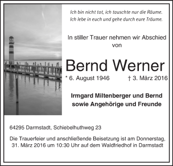 Traueranzeige von Bernd Werner von Darmstädter Echo