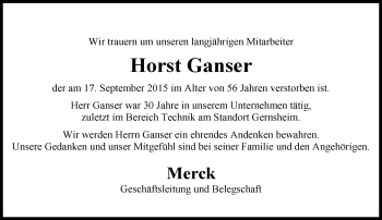 Traueranzeige von Horst Ganser von trauer.echo-online.de