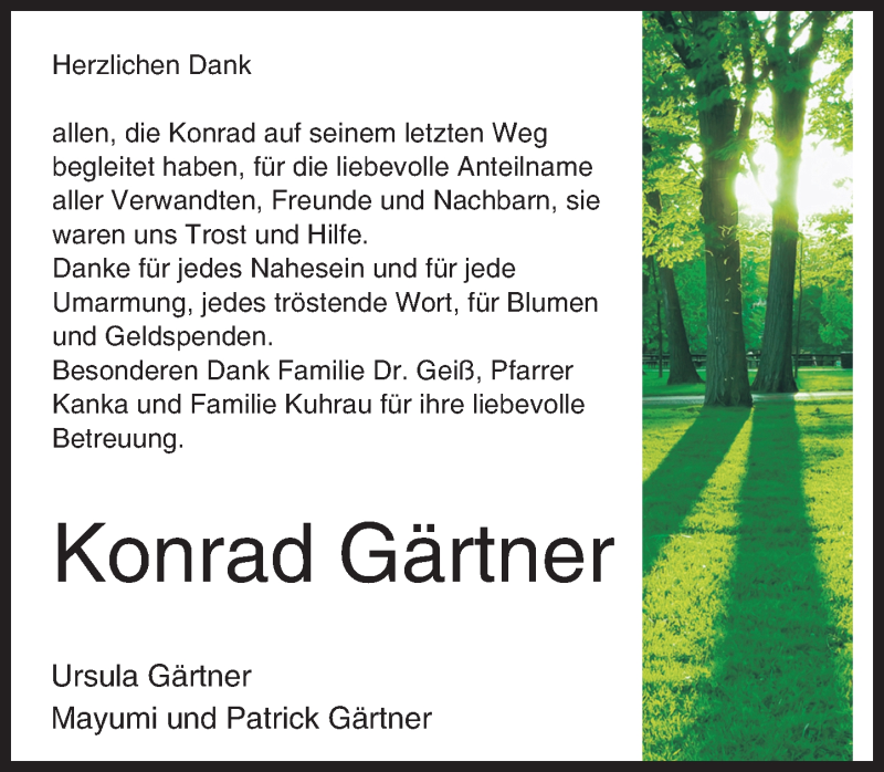  Traueranzeige für Konrad Gärtner vom 15.09.2015 aus trauer.echo-online.de