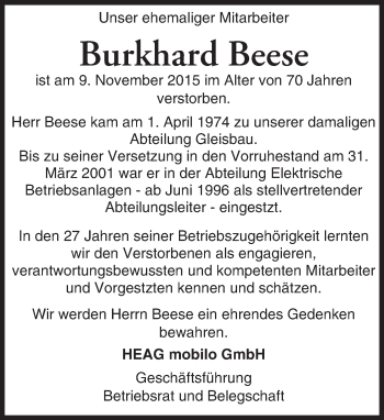 Traueranzeige von Burkhard Beese von trauer.echo-online.de