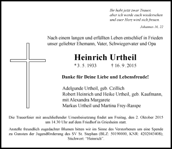 Traueranzeige von Heinrich Urtheil von trauer.echo-online.de