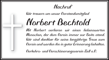 Traueranzeige von Norbert Bechtold von Odenwälder Echo