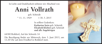 Traueranzeige von Anni Vollrath von Echo-Zeitungen (Gesamtausgabe)