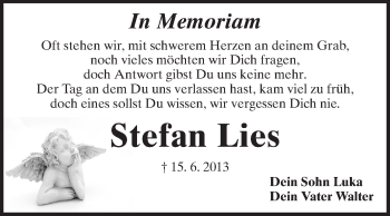 Traueranzeige von Stefan Lies von Starkenburger Echo