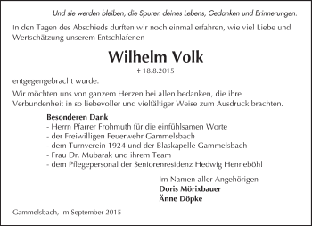 Traueranzeige von Wilhelm Volk von trauer.echo-online.de